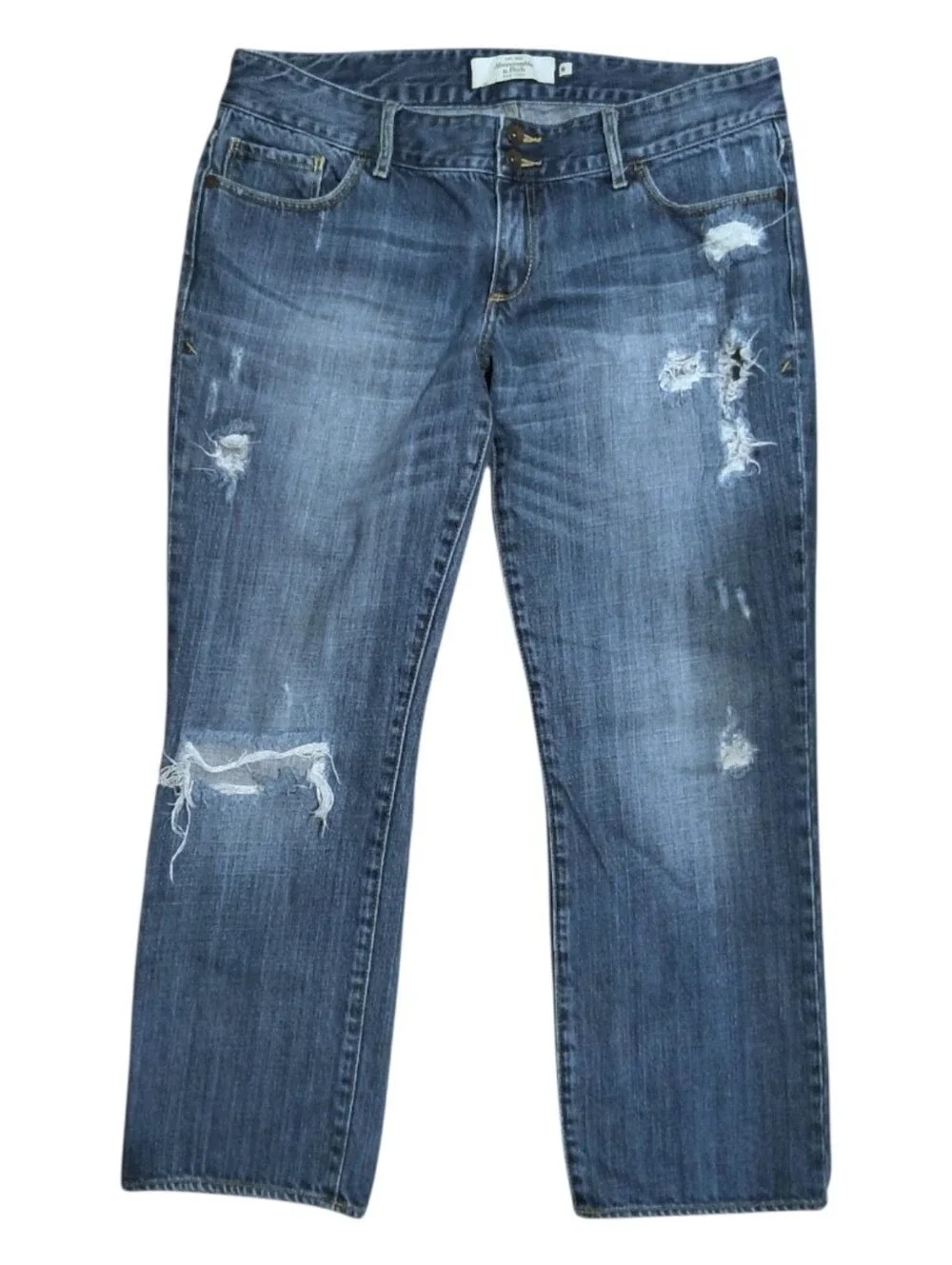 Vintage Y2K Abercrombie & Fitch Distressed Low Rise Straight Leg Jeans Size 8S